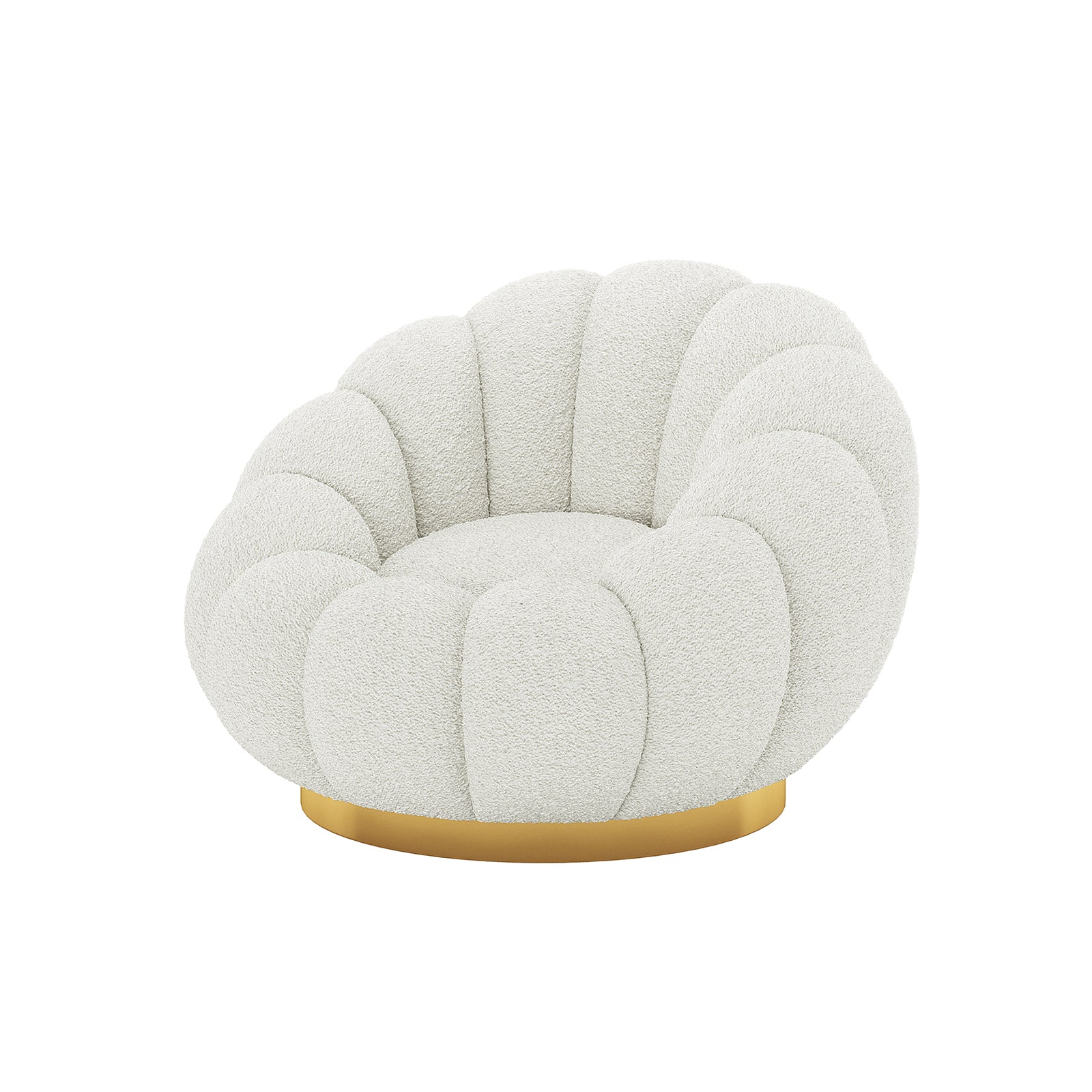 Beare Boucle Swivel Gold Base Accent Chair in Cream Whitebeare-boucle-swivel-gold-base-accent-chair-in-cream-white